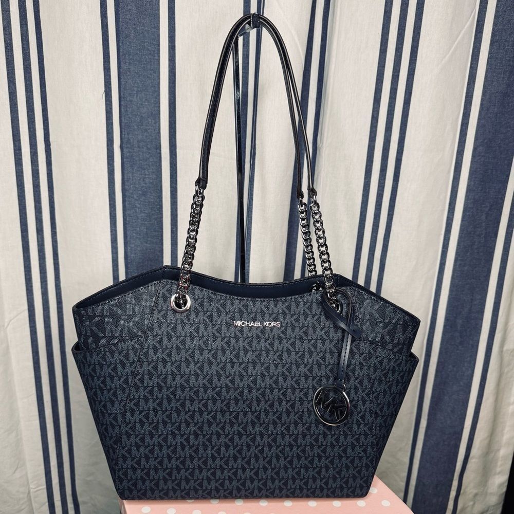 Michael Kors Jet Set Large, Admiral Blue  (Dark Blue) Travel Tote, NWT